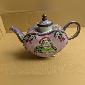 Vintage  KELVIN CHEN FROG CLOISSONE MINI TEAPOT ❤️‍🩹 Flaws